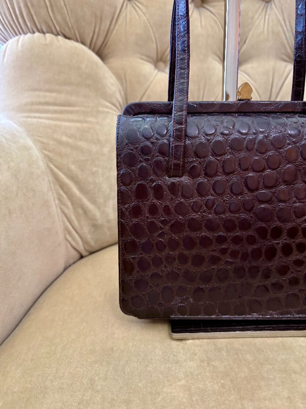 VTG Auth MAM'SELLE ORIGINAL Genuine Alligator Embossed Circa 1960's Box Bag